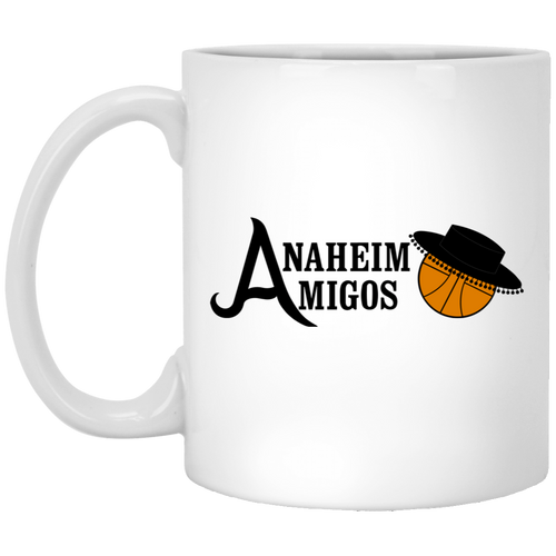 Anaheim Amigos Mug 11 oz. White Glossy Ceramic ABA Basketball Team