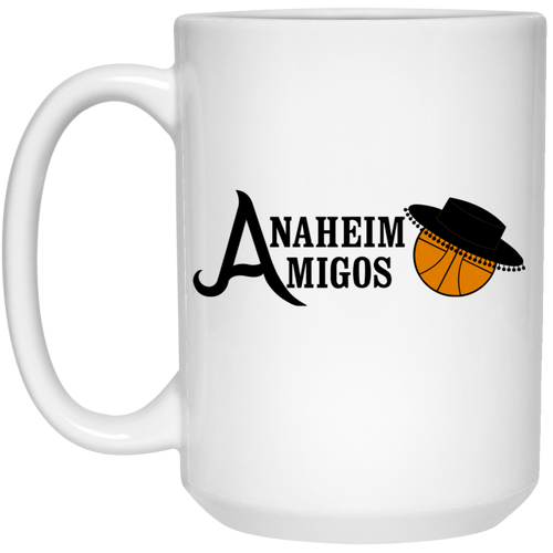 Anaheim Amigos Mug 15 oz. White Glossy Ceramic ABA Basketball Team
