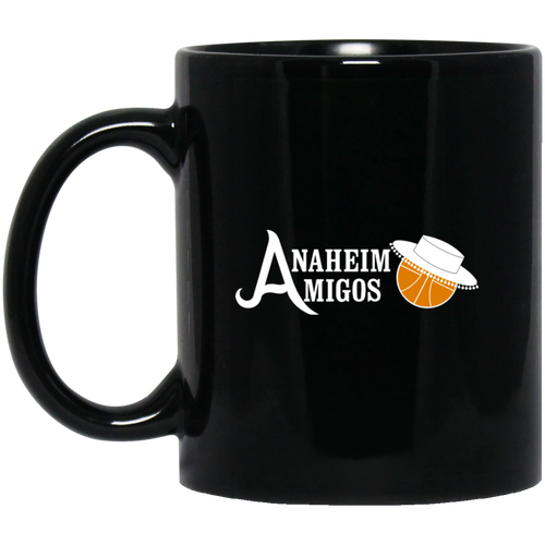 Anaheim Amigos Mug 11 oz. Black Glossy Ceramic ABA Basketball