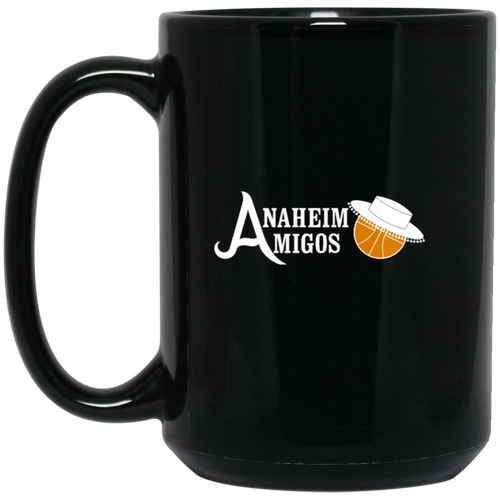 Anaheim Amigos Mug 15 oz. Black Glossy Ceramic ABA Basketball Team