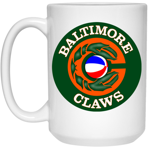 Baltimore Claws Mug 15 oz. White Glossy Ceramic ABA Basketball Team