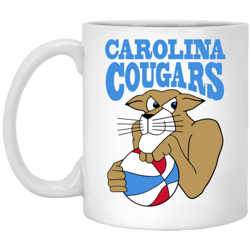 Carolina Cougars Mug 11 oz. White Glossy Ceramic ABA Basketball Team