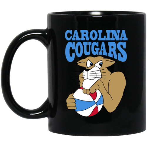 Carolina Cougars Mug 11 oz. Black Glossy Ceramic ABA Basketball Team