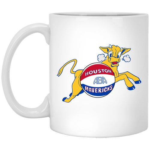 Houston Mavericks Mug 11 oz. White Glossy Ceramic ABA Basketball Team