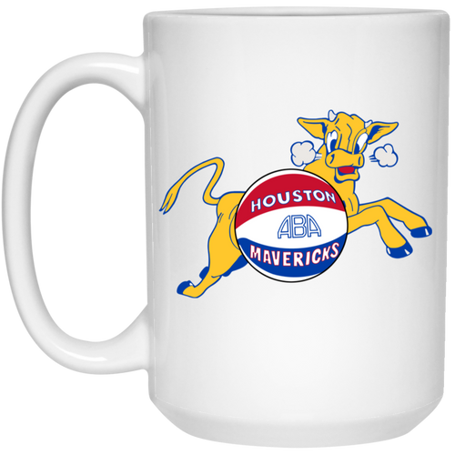 Houston Mavericks Mug 15 oz. White Glossy Ceramic ABA Basketball Team
