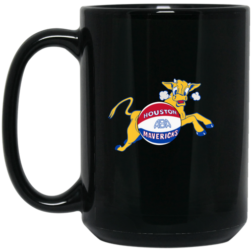 Houston Mavericks Mug 15 oz. Black Glossy Ceramic ABA Basketball Team