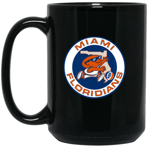 Miami Floridians Mug 15 oz. Black Glossy Ceramic ABA Basketball Team