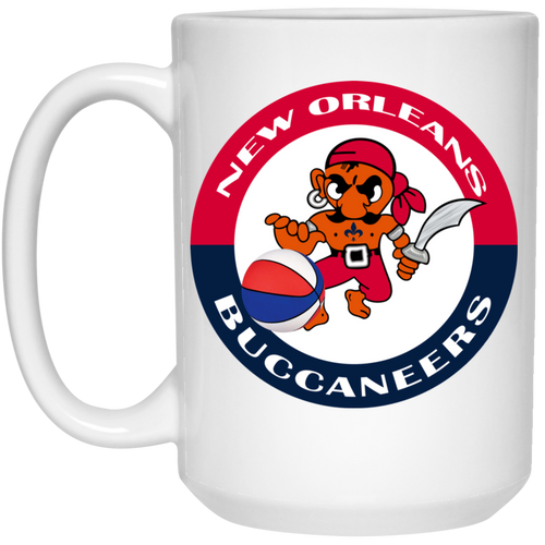 New Orleans Buccaneers Mug 15 oz. White Glossy Ceramic ABA Basketball Team