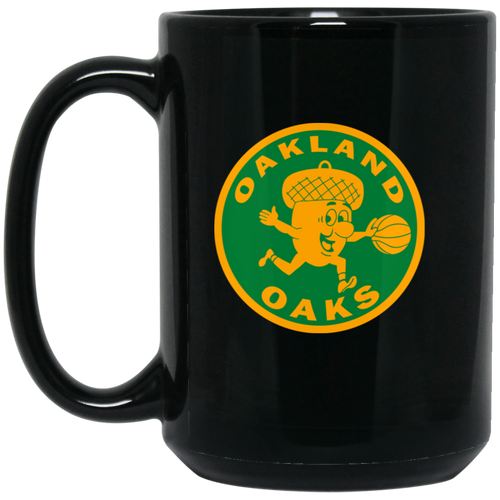Oakland Oaks Mug 15 oz. Black Glossy Ceramic ABA Basketball Team