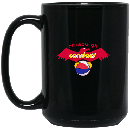 Pittsburgh Condors Mug 15 oz. Black Glossy Ceramic ABA Basketball Team