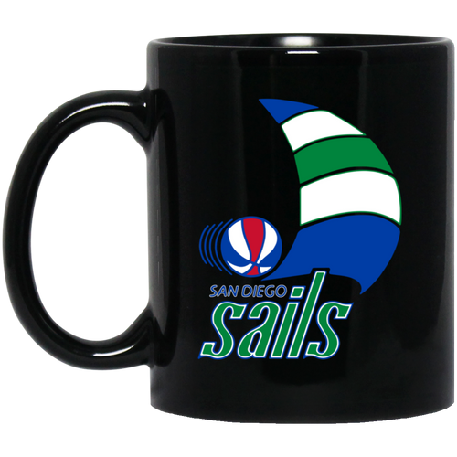 San Diego Sails Mug 11 oz. Black Glossy Ceramic ABA Basketball Team