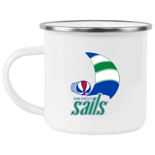 San Diego Sails Camping Mug 12 oz. Enamel ABA Basketball Team