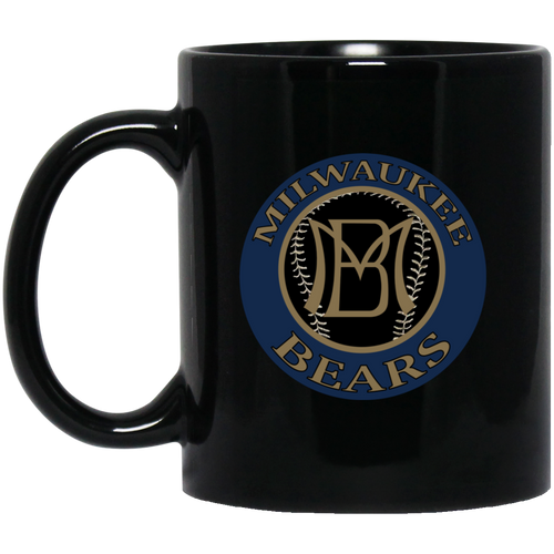 Milwaukee Bears Mug 11 oz. Black Glossy Ceramic Negro Leagues Baseball Team