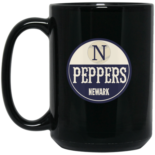 Newark Peppers Mug 15 oz. Black Glossy Ceramic Negro Leagues Baseball Team