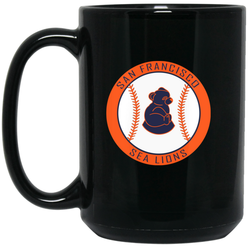 San Francisco Sea Lions Mug 15 oz. Black Glossy Ceramic Negro Leagues Baseball Team