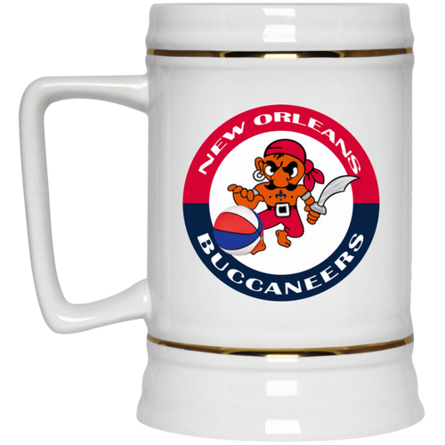 New Orleans Buccaneers ABA Ceramic Beer Stein 22 oz. American Basketball Association Team color White