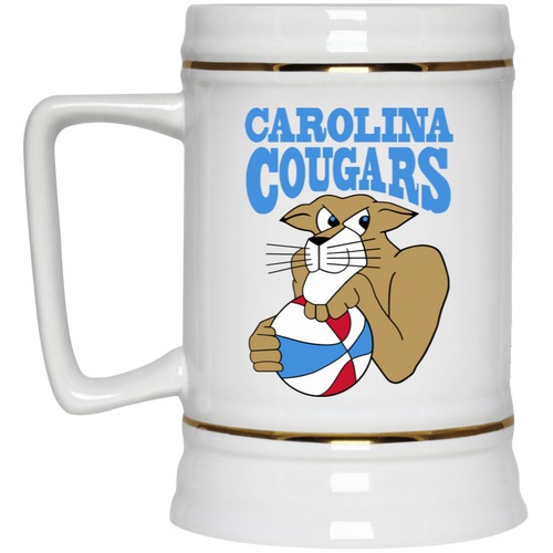 Carolina Cougars ABA 22 oz. Beer Stein American Basketball Association Team color White