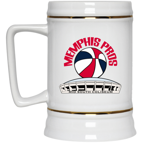 Memphis Pros ABA Ceramic Beer Stein 22 oz. American Basketball Association Team color White