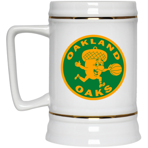Oakland Oaks ABA Ceramic Beer Stein 22 oz. American Basketball Association Team color White