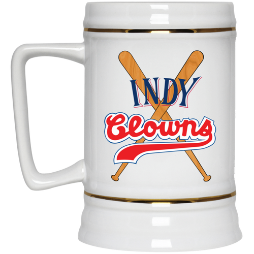 Indianapolis Clowns Ceramic Beer Stein Mug 22 Oz. Capacity Negro Leagues Baseball color White