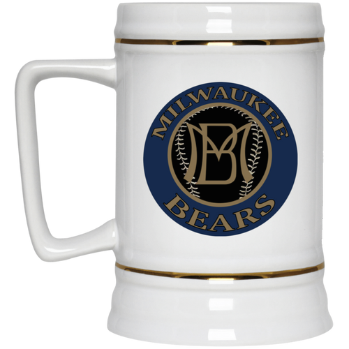 Milwaukee Bears Beer Stein Mug Ceramic 22 Oz. Capacity Negro Leagues Baseball color White