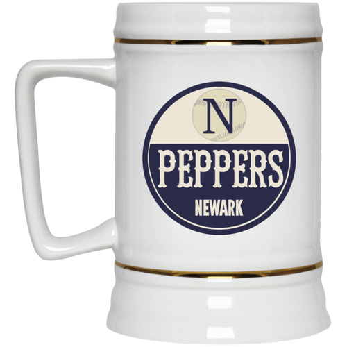Newark Peppers Beer Stein Mug Ceramic 22 Oz. Capacity Negro Leagues Baseball color White