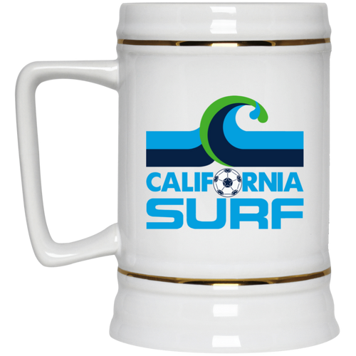 California Surf NASL Soccer Team Beer Mug Stein Drinkware 22 Oz. Capacity color White