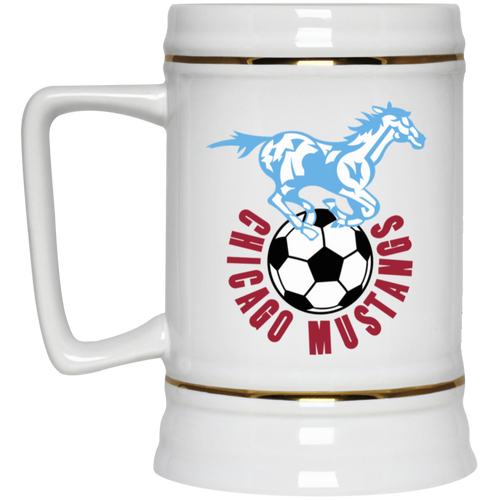 Chicago Mustangs NASL Soccer Team Beer Mug Stein Drinkware 22 Oz. Capacity color White