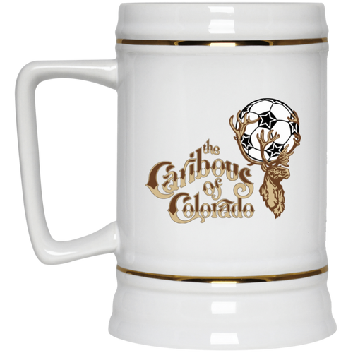 Colorado Caribous NASL Soccer Team Ceramic Beer Stein Mug 22 Oz. Capacity color White