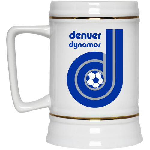 Denver Dynamos NASL Soccer Team Beer Mug Stein Drinkware 22 Oz. Capacity color White
