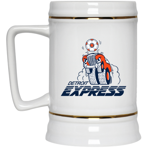 Detroit Express NASL Soccer Team Ceramic Beer Stein Mug 22 Oz. Capacity color White