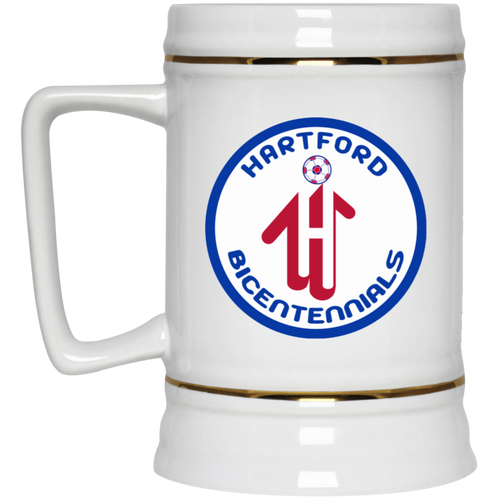Hartford Bicentennials NASL Soccer Team Ceramic Beer Stein Mug 22 Oz. Capacity color White