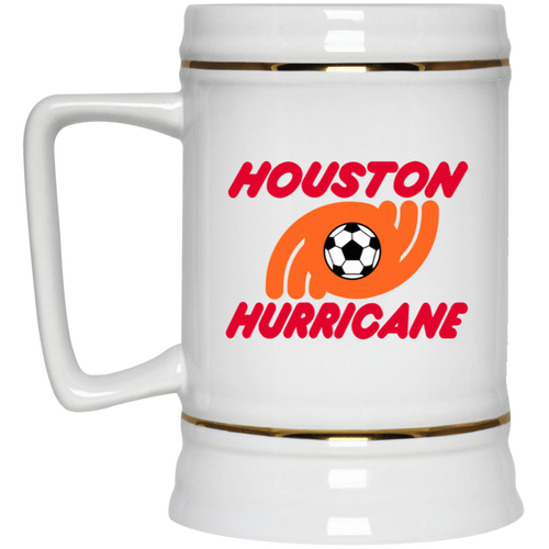 Houston Hurricane NASL Soccer Team Ceramic Beer Stein Mug 22 Oz. Capacity color White