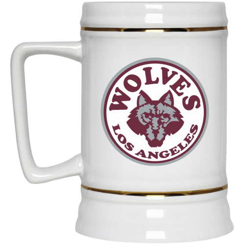 Los Angeles Wolves NASL Soccer Team Beer Mug Stein Drinkware 22 Oz. Capacity color White