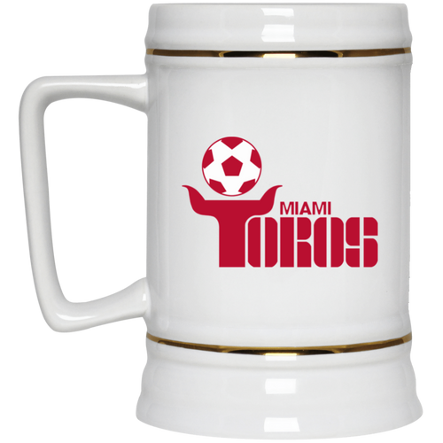 Miami Toros NASL Soccer Team Ceramic Beer Stein Mug 22 Oz. Capacity color White