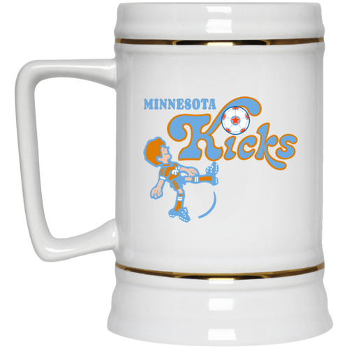 Minnesota Kicks NASL Soccer Team Ceramic Beer Stein Mug 22 Oz. Capacity color White
