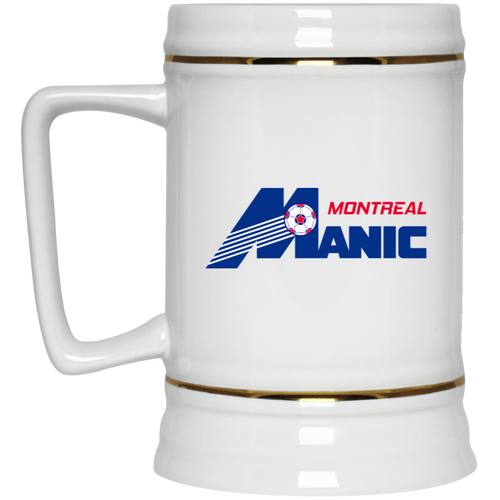 Montreal Manic NASL Soccer Team Ceramic Beer Stein Mug 22 Oz. Capacity color White