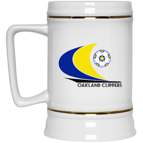 Oakland Clippers NASL Soccer Beer Stein Mug 22 Oz. Capacity color White