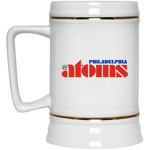 Philadelphia Atoms NASL Soccer Beer Stein Mug 22 Oz. Capacity color White