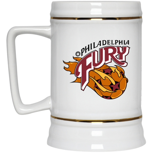 Philadelphia Fury NASL Soccer Beer Stein Mug 22 Oz. Capacity color White