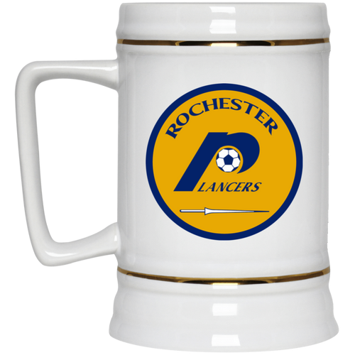 Rochester Lancers NASL Soccer Beer Stein Mug 22 Oz. Capacity color White