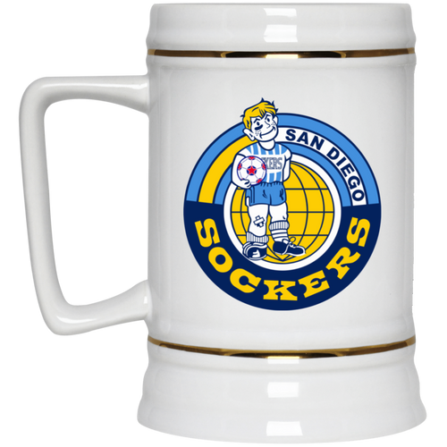 San Diego Sockers NASL Soccer Team Beer Mug Stein Drinkware 22 Oz. Capacity color White