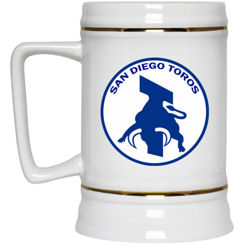 San Diego Toros NASL Soccer Team Ceramic Beer Stein Mug 22 Oz. Capacity color White