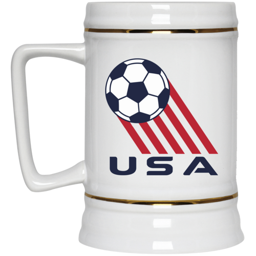 Team USA American National Soccer Team Ceramic Beer Stein Mug 22 Oz. Capacity color White