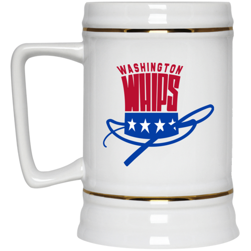 Washington Whips NASL Soccer Team Ceramic Beer Stein Mug 22 Oz. Capacity color White