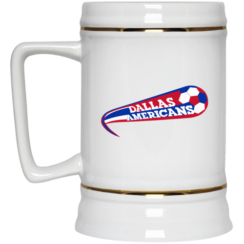 Dallas Americans Beer Mug Stein Ceramic 22 Oz. Capacity ASL Soccer Team color White