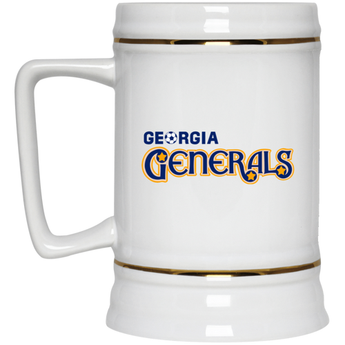 Georgia Generals Beer Mug Stein Ceramic 22 Oz. Capacity ASL Soccer Team color White