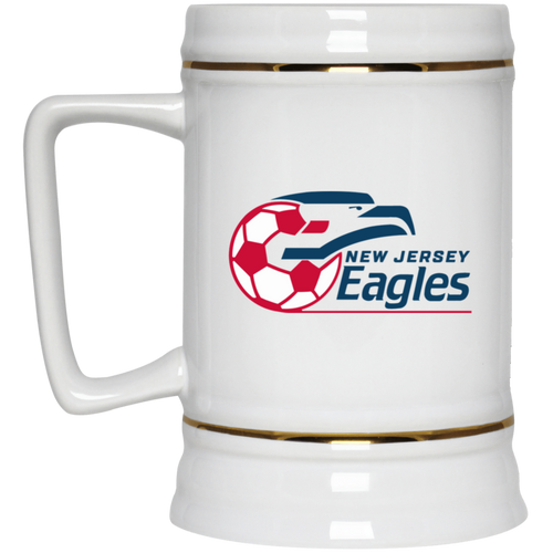 New Jersey Eagles Beer Stein Mug Ceramic 22 Oz. Capacity ASL Soccer Team color White