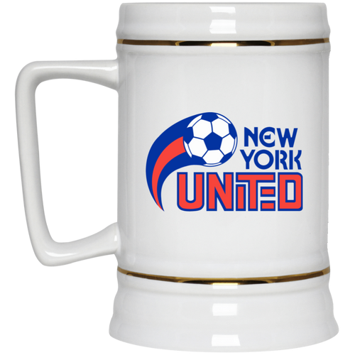 New York United Beer Stein Mug Ceramic 22 Oz. Capacity ASL Soccer Team color White