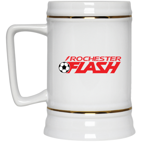 Rochester Flash Beer Stein Mug Ceramic  22 Oz. Capacity ASL Soccer Team color White